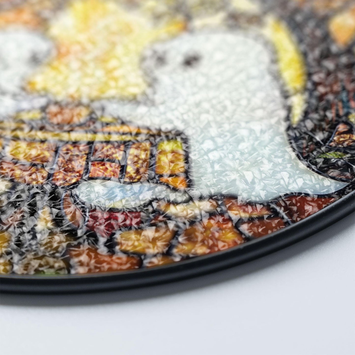 Cute Ghost Stained Glass Suncatcher – Halloween Window Hanging Decoration, Spooky Ghost Coffee Date Sun Catcher Gift for Gothic Home Décor