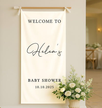 Personalized Baby Shower Banner, Custom Fabric Sign, Welcome Baby Shower Sign, Custom Baby Shower Party Decor, Baby Shower Banner