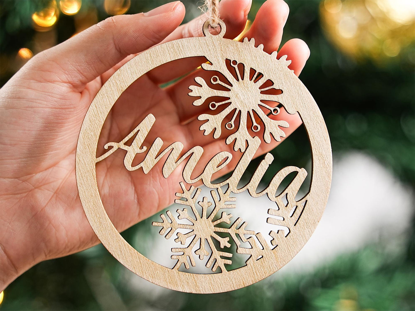 Personalized Wooden Christmas Ornaments, with Custom Family Names, Unique Holiday Gifts, Family Christmas Ornament,Laser Cut Name Ornament