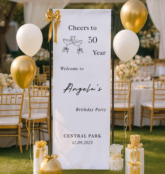 Custom Name Flag, Personalized Birthday Banner, 30th Birthday Decor, Fabric Sign for Party, Birthday Sign, Elegant Wall Art,Party Decoration