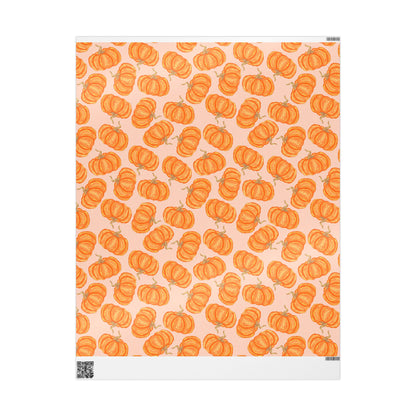 Vintage Halloween Wrapping Paper Roll, Fall Gift Wrap with Retro Cute Pumpkins for Themed Fall October Parties