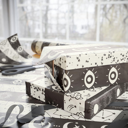 Spooky Halloween Dark Wrapping Paper Roll, Witchy Goth Gift Wrap, Custom Trick or Treat Packaging for October Gifts