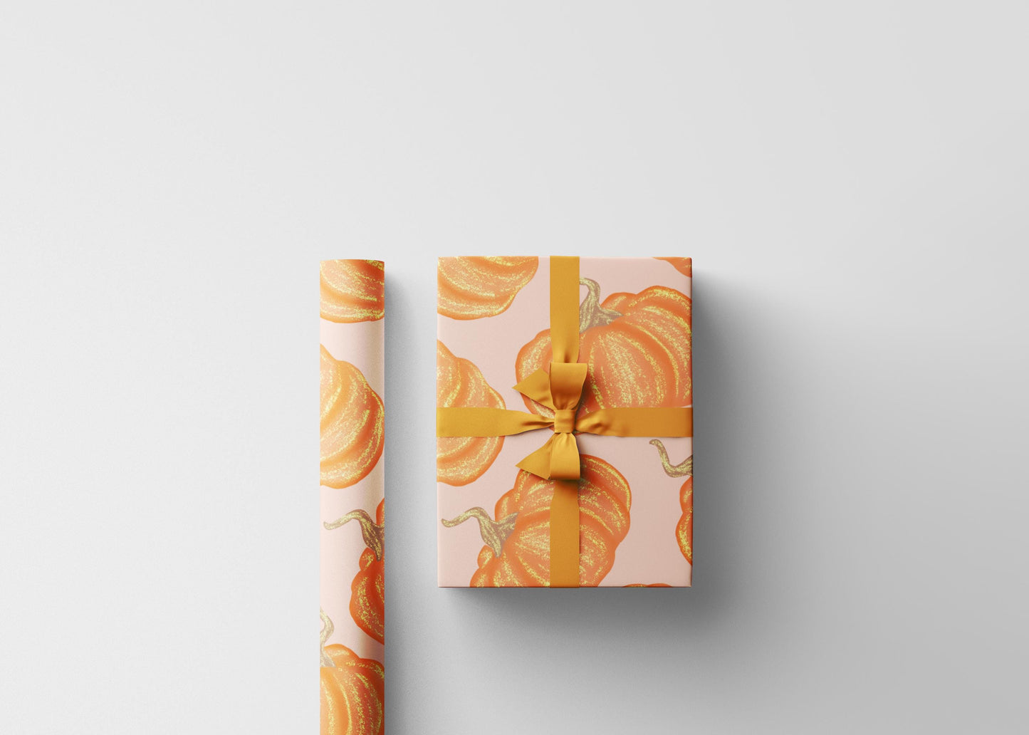 Vintage Halloween Wrapping Paper Roll, Fall Gift Wrap with Retro Cute Pumpkins for Themed Fall October Parties