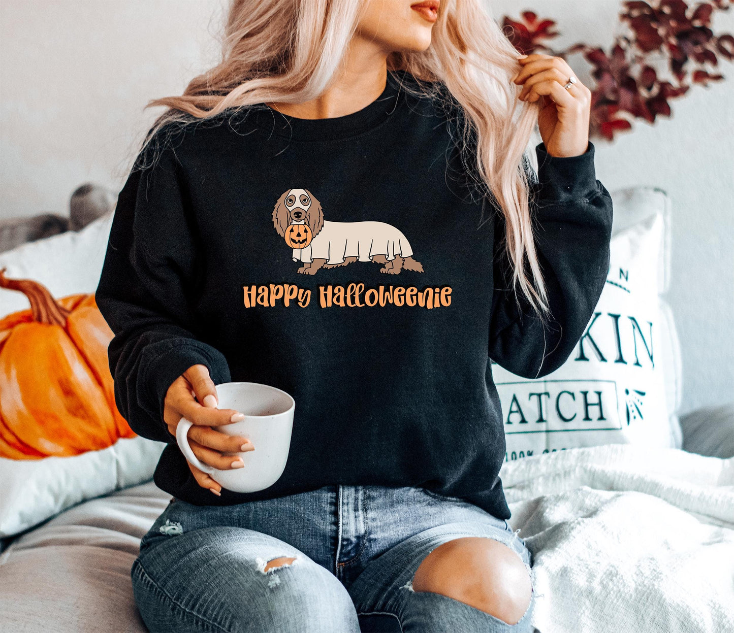 Happy Halloweenie Shirt, Ghost Dachshund Shirt, Funny Halloween Shirt, Doxie Dog Mom Gift, Halloween Dog Shirt