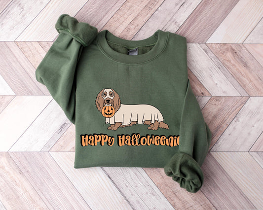 Happy Halloweenie Shirt, Ghost Dachshund Shirt, Funny Halloween Shirt, Doxie Dog Mom Gift, Halloween Dog Shirt