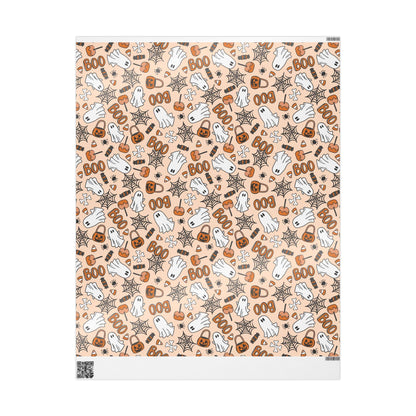 Halloween Wrapping Paper with Ghosts and Pumpkins, Spooky Gift Wrap Roll for Kids Halloween Party Favors