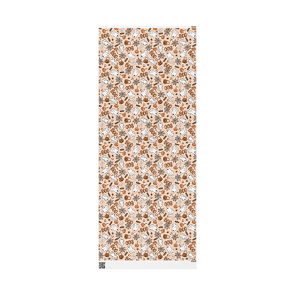 Halloween Wrapping Paper with Ghosts and Pumpkins, Spooky Gift Wrap Roll for Kids Halloween Party Favors