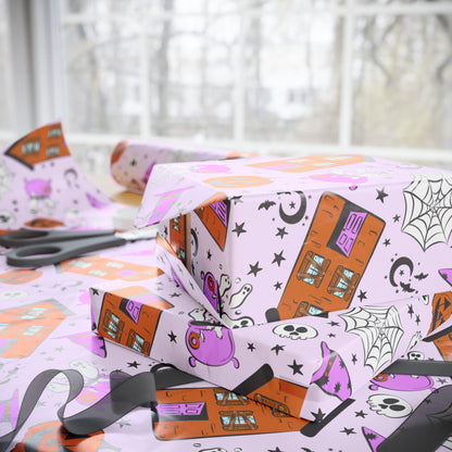 Cute Halloween Wrapping Paper Roll, Fun and Spooky Gift Wrap with Pumpkins, Ghosts  for Kids Gifts and Party Favors
