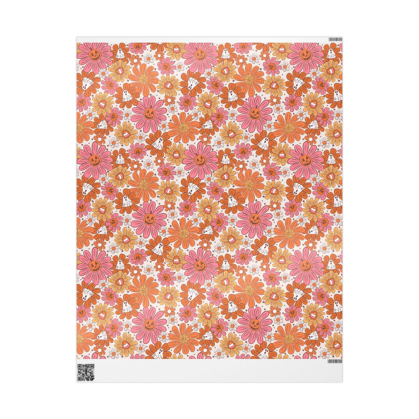 Groovy Halloween Wrapping Paper Roll, Retro 70s Halloween Gift Wrap, Colorful Funky Ghosts and Pumpkins for Spooky Fall Parties