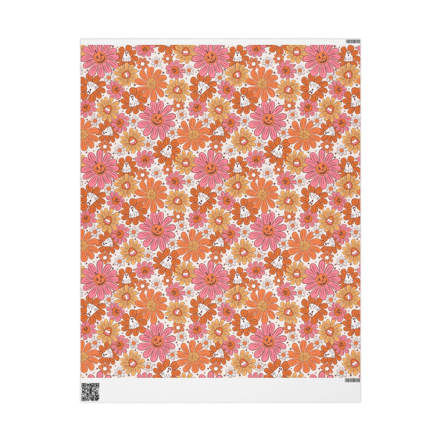 Groovy Halloween Wrapping Paper Roll, Retro 70s Halloween Gift Wrap, Colorful Funky Ghosts and Pumpkins for Spooky Fall Parties