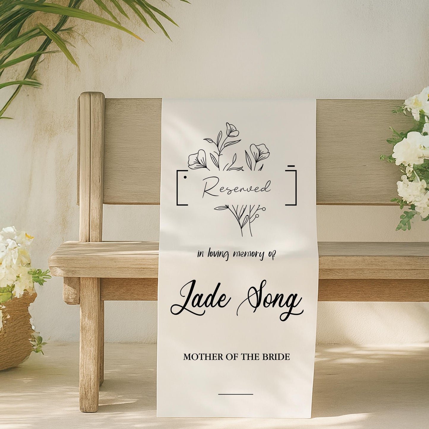 Custom Reserved Memorial Chair Sign, In Loving Memory Mother of the Bride Banner, Reserved Wedding Memorial Chair Sign, Wedding Chair Banner