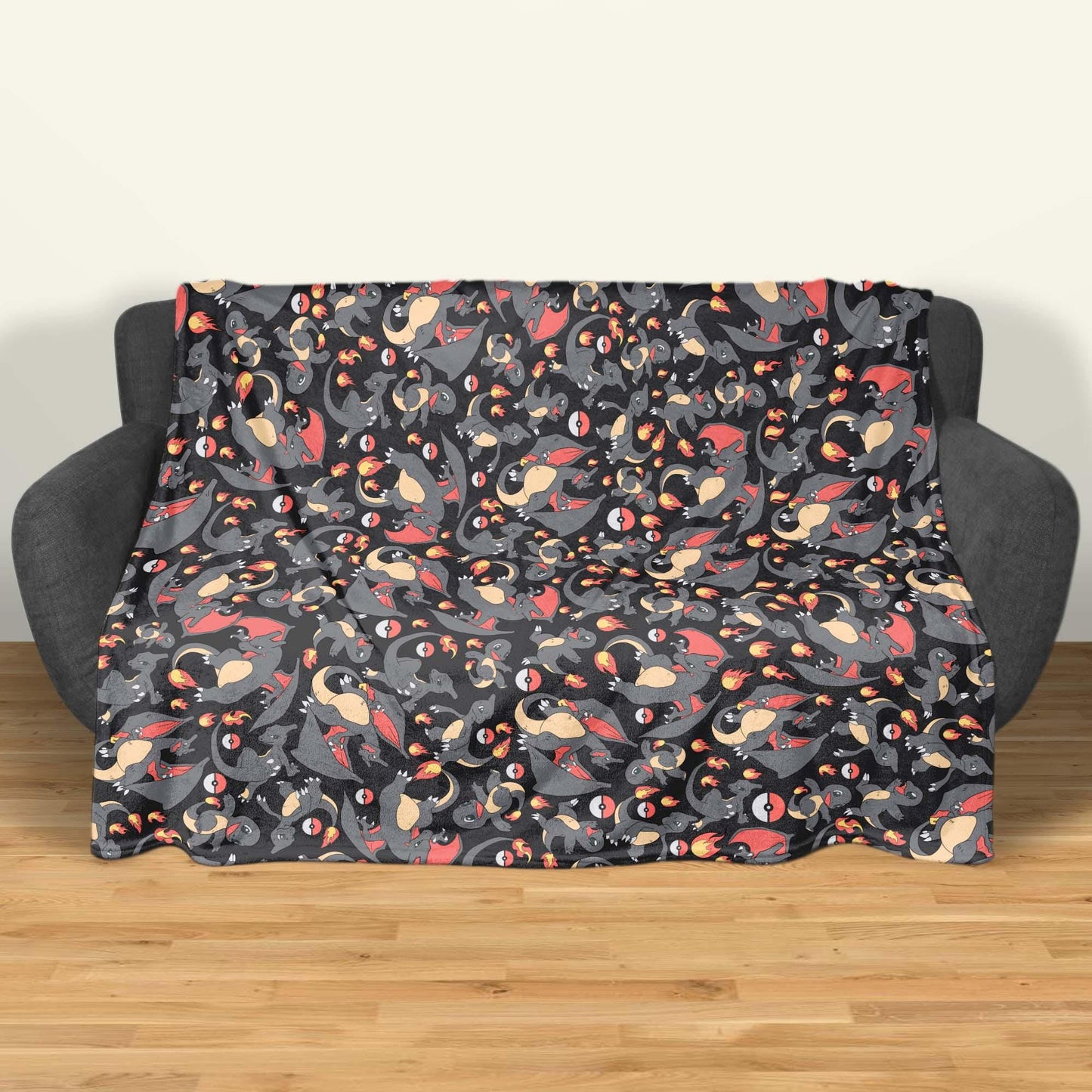 Charizard and Charmander Fleece Blanket, Fire Dragon Throw Blanket, Cozy Blanket for Bedroom Decor, Charizard Blanket Gifts