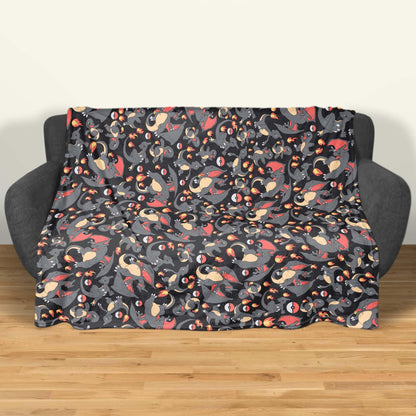 Charizard and Charmander Fleece Blanket, Fire Dragon Throw Blanket, Cozy Blanket for Bedroom Decor, Charizard Blanket Gifts