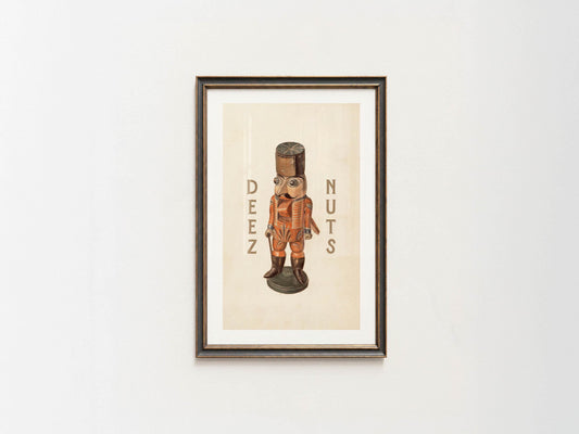 Nutcracker Print Retro Christmas Art Deez Nuts Poster Holiday Themed Kitchen Wall Art Festive Gift for Home Decor Christmas Kitchen Decor