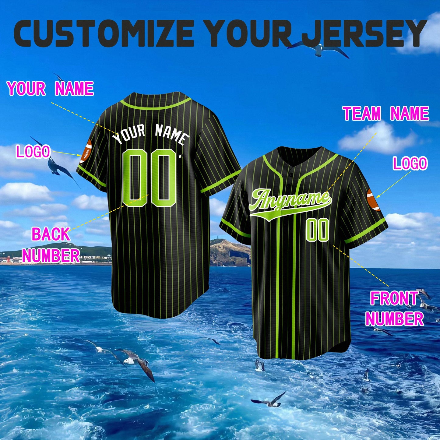 Custom Pinstripe Baseball Jersey with Personalized Team Name Number,Custom Embroidered Stripe Team Jersey,Baseball Couple Jersey and Gifts