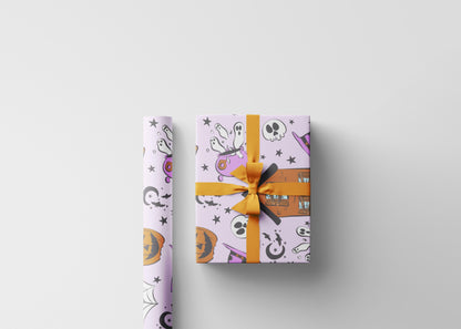 Cute Halloween Wrapping Paper Roll, Fun and Spooky Gift Wrap with Pumpkins, Ghosts  for Kids Gifts and Party Favors