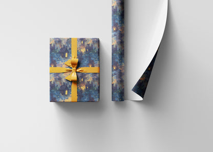 Halloween Wrapping Paper Roll with Haunted Mansion Design, Spooky Ghosts and Moonlit Night for Trick or Treat Gifts