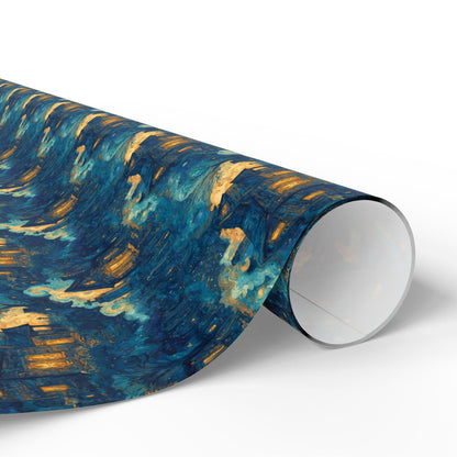 Haunted Mansion Wrapping Paper Roll, Spooky Halloween Gift Wrap with Bats, Ghosts, and Gloomy House Scene