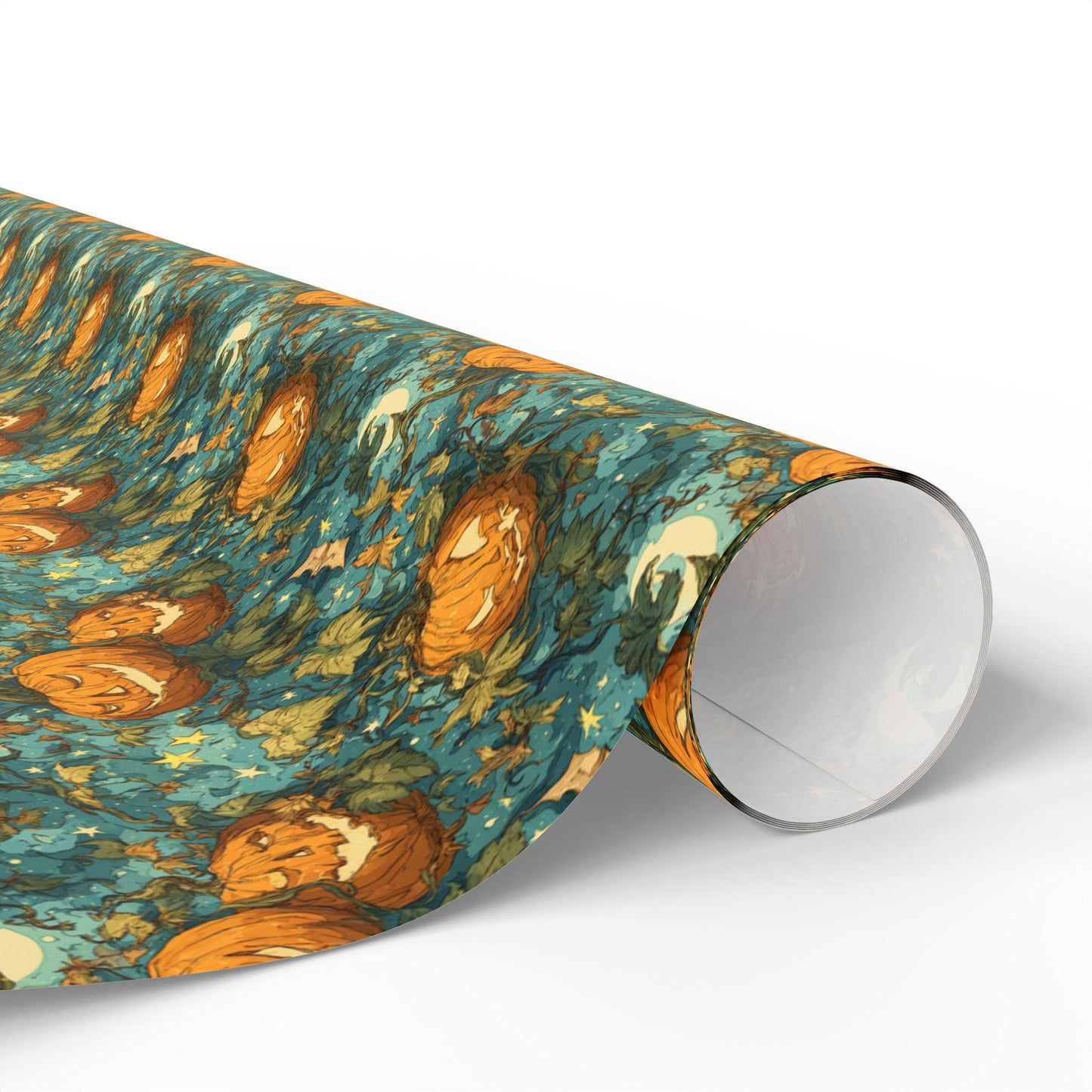 Spooky Jack o Lantern Halloween Wrapping Paper Roll, Creepy Pumpkin Face Gift Wrap for Trick or Treat and Haunted Fall Parties