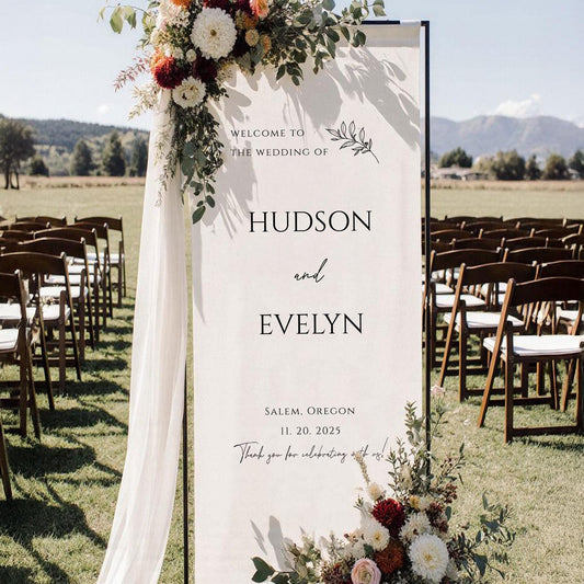 Custom Fabric Wedding Welcome Sign • Modern Linen Wedding Sign • Wedding Banner • Personalised Wedding Decor • Engagement Party Sign