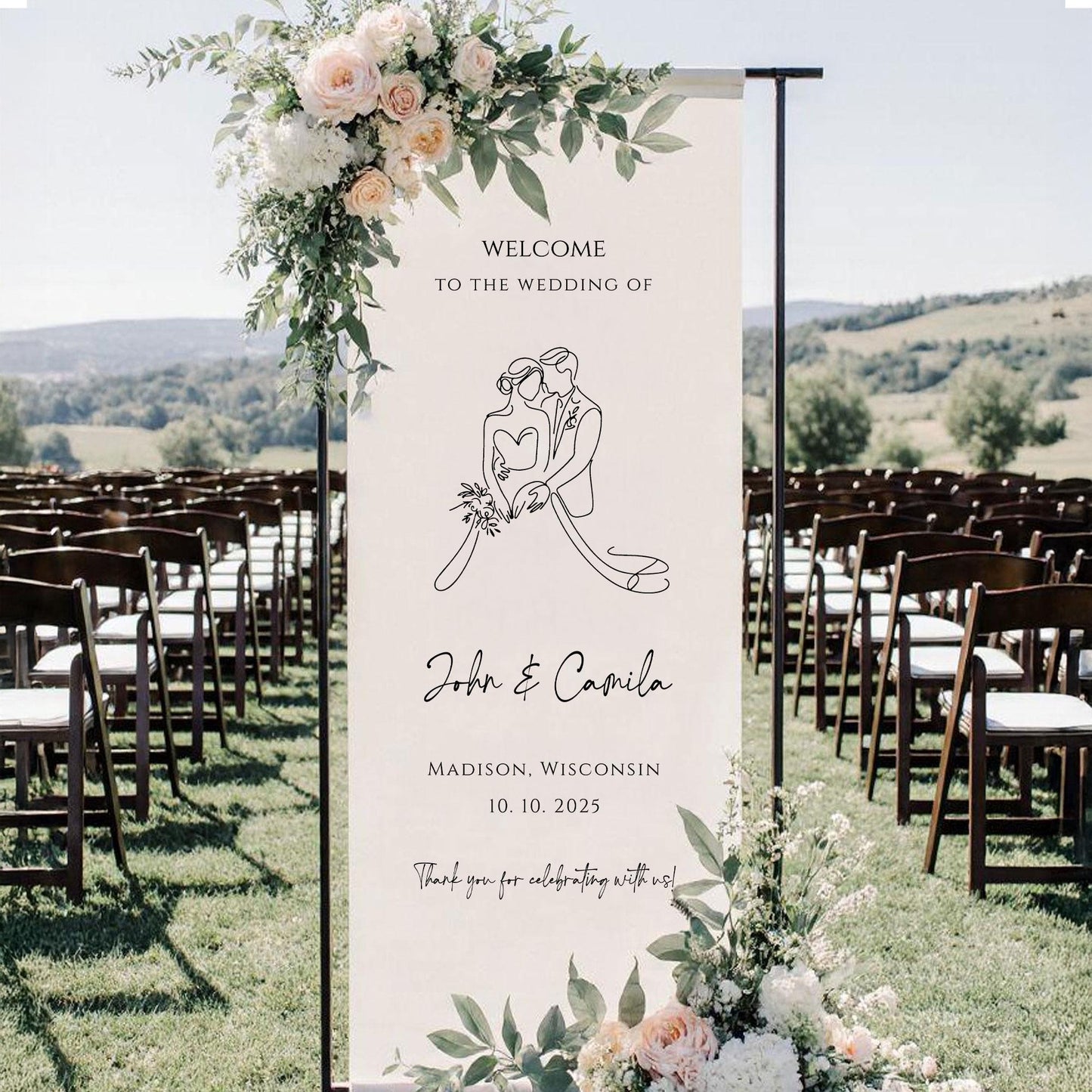 Custom Wedding Fabric Sign, Wedding Welcome Sign, Modern Outdoor Wedding Banner, Personalized Wedding Decoration,Engagement Party Sign