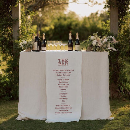 Wedding Bar Menu Sign, Custom Fabric Bar Sign, Rustic Cocktail Menu, Personalized Drink Sign, Minimalist Reception Bar Banner Decor