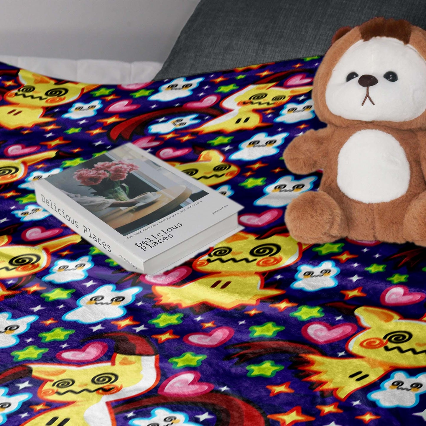 Mimikyu Fleece Blanket, Cozy Throw Blanket for Bedroom and Living Room, Home Decor Family Blanket, Mimikyu Blanket Gifts