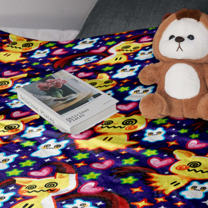 Mimikyu Fleece Blanket, Cozy Throw Blanket for Bedroom and Living Room, Home Decor Family Blanket, Mimikyu Blanket Gifts