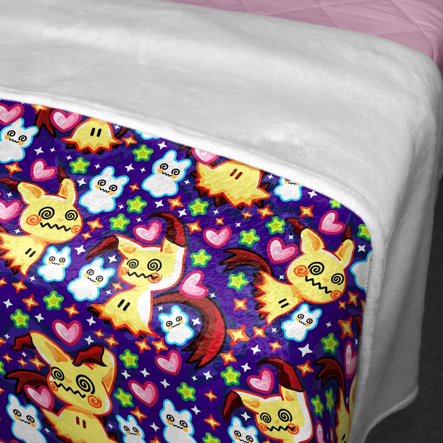 Mimikyu Fleece Blanket, Cozy Throw Blanket for Bedroom and Living Room, Home Decor Family Blanket, Mimikyu Blanket Gifts