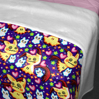 Mimikyu Fleece Blanket, Cozy Throw Blanket for Bedroom and Living Room, Home Decor Family Blanket, Mimikyu Blanket Gifts