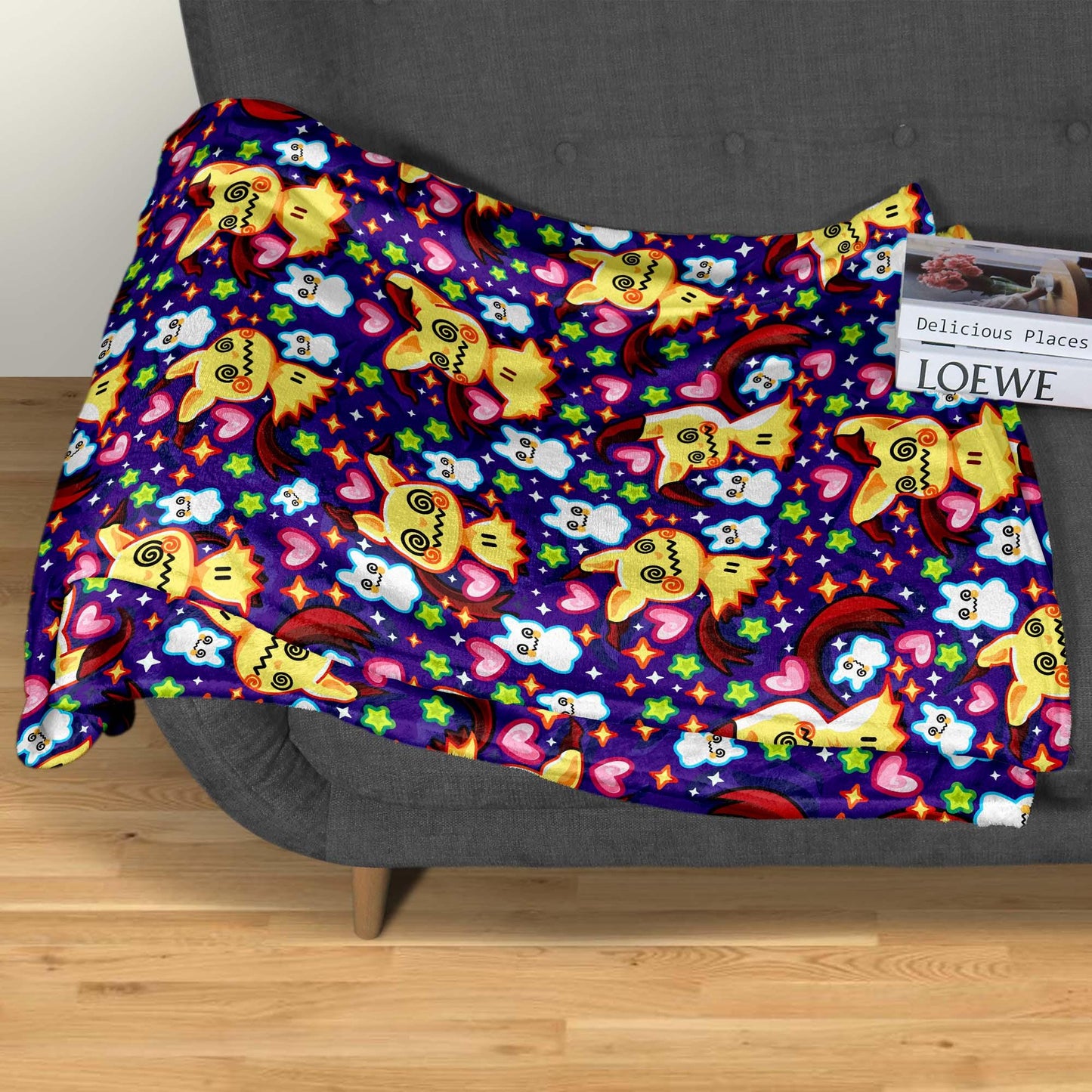 Mimikyu Fleece Blanket, Cozy Throw Blanket for Bedroom and Living Room, Home Decor Family Blanket, Mimikyu Blanket Gifts