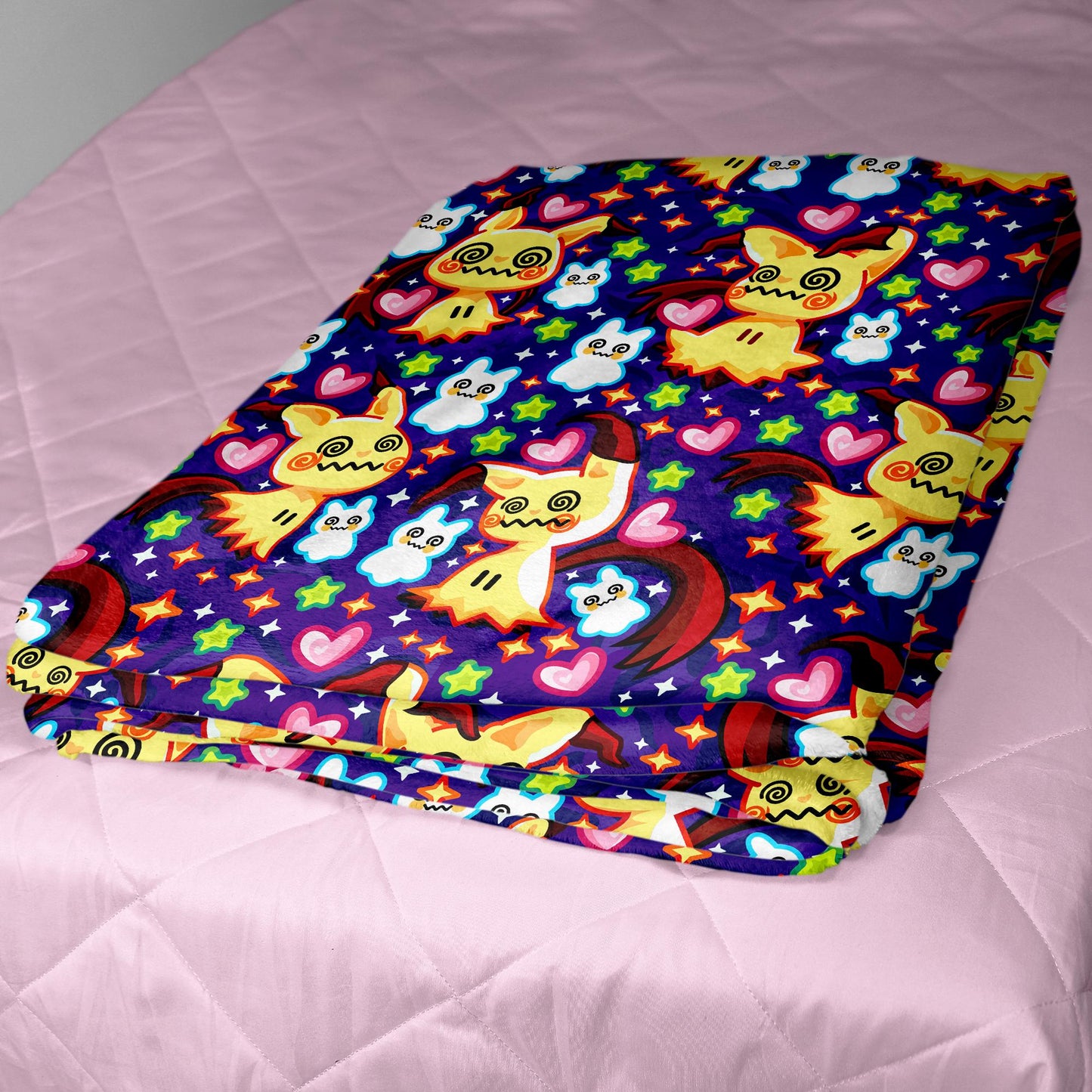 Mimikyu Fleece Blanket, Cozy Throw Blanket for Bedroom and Living Room, Home Decor Family Blanket, Mimikyu Blanket Gifts