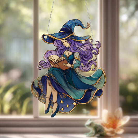 Witch Window Hanging Decoration, Mystic Girl Window Art, Fantasy Witchy Window Decor, Gothic Home Window Hanging, Unique Halloween Gift