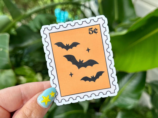 Bat Stamp Waterproof Sticker, Handdrawn Art, Bestfriend Gifts, Positivity, Halloween, Fall, Girly Spooky, Pumpkin, Autumn