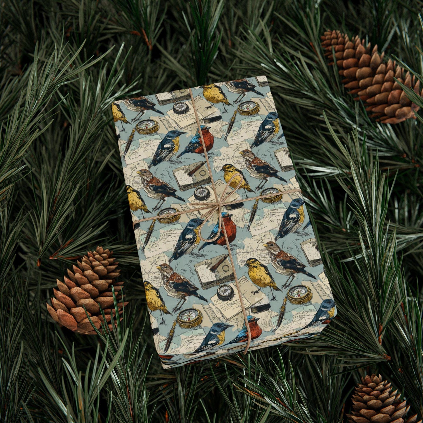 Wildlife Bird Watching Wrapping Paper Roll, Gift Wrap for Birders with Songbirds and Nature Motifs #11