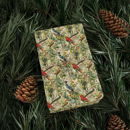 Bird Watching Wrapping Paper for Nature Lovers and Birders, Gift Wrap with Birds and Binoculars, Wildlife Inspired Gift Packaging #45