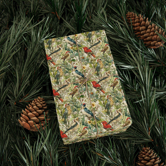 Bird Watching Wrapping Paper for Nature Lovers and Birders, Gift Wrap with Birds and Binoculars, Wildlife Inspired Gift Packaging #45