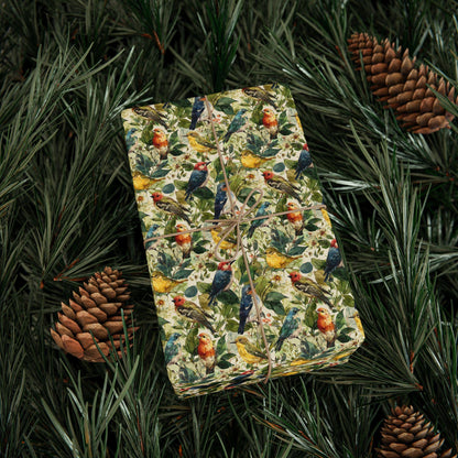 Bird Watching Wrapping Paper for Nature Lovers and Birders, Gift Wrap with Birds and Binoculars, Wildlife Inspired Gift Packaging #42