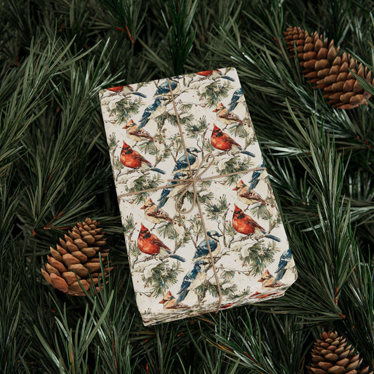 Nature Bird Watching Wrapping Paper for Birders and Wildlife Fans, Unique Gift Wrap with Songbirds and Forest Inspired Prints #3