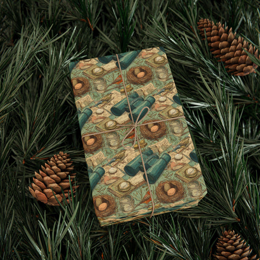 Bird Watching Wrapping Paper for Nature Lovers and Birders, Gift Wrap with Birds and Binoculars, Wildlife Inspired Gift Packaging #1