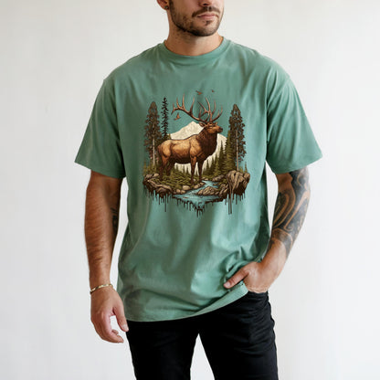 Mens Elk Hunting Shirt: Comfort Colors Tee, Outdoor Adventure