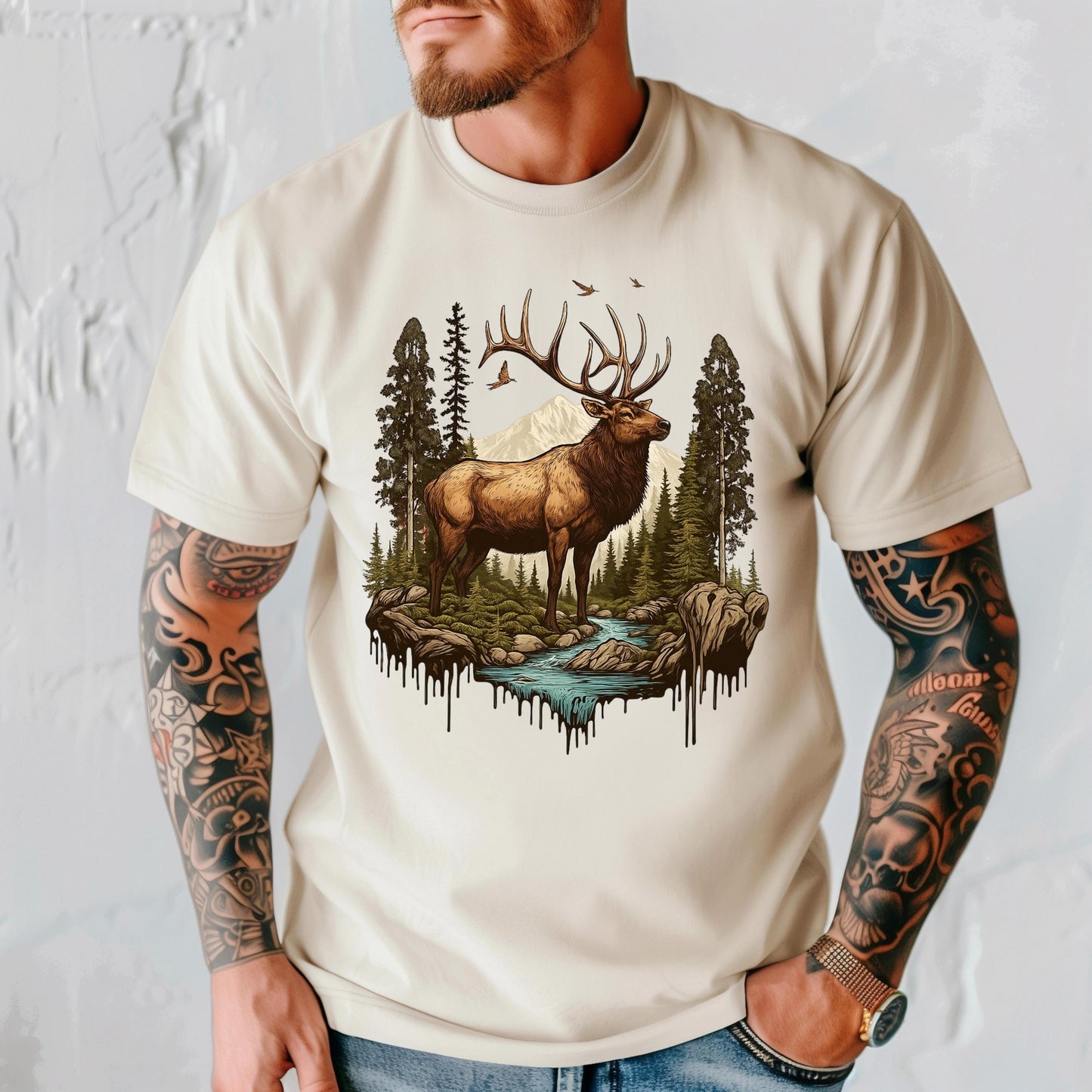 Mens Elk Hunting Shirt: Comfort Colors Tee, Outdoor Adventure