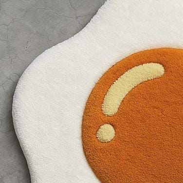 Fried Egg Rug: Handmade Tufted Cotton & Wool, Funny Kitchen Decor