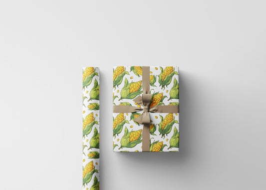 Farmers Market Wrapping Paper Roll with Colorful Corns Vegetables Design Rustic Farmhouse Eco Friendly Kitchen Gift Wrap #1