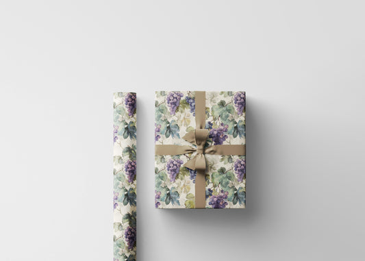 Farmers Market Wrapping Paper Roll Farm Fresh Grapes Rustic Vineyard Design Eco Friendly Country Kitchen Fruit Gift Wrap #51