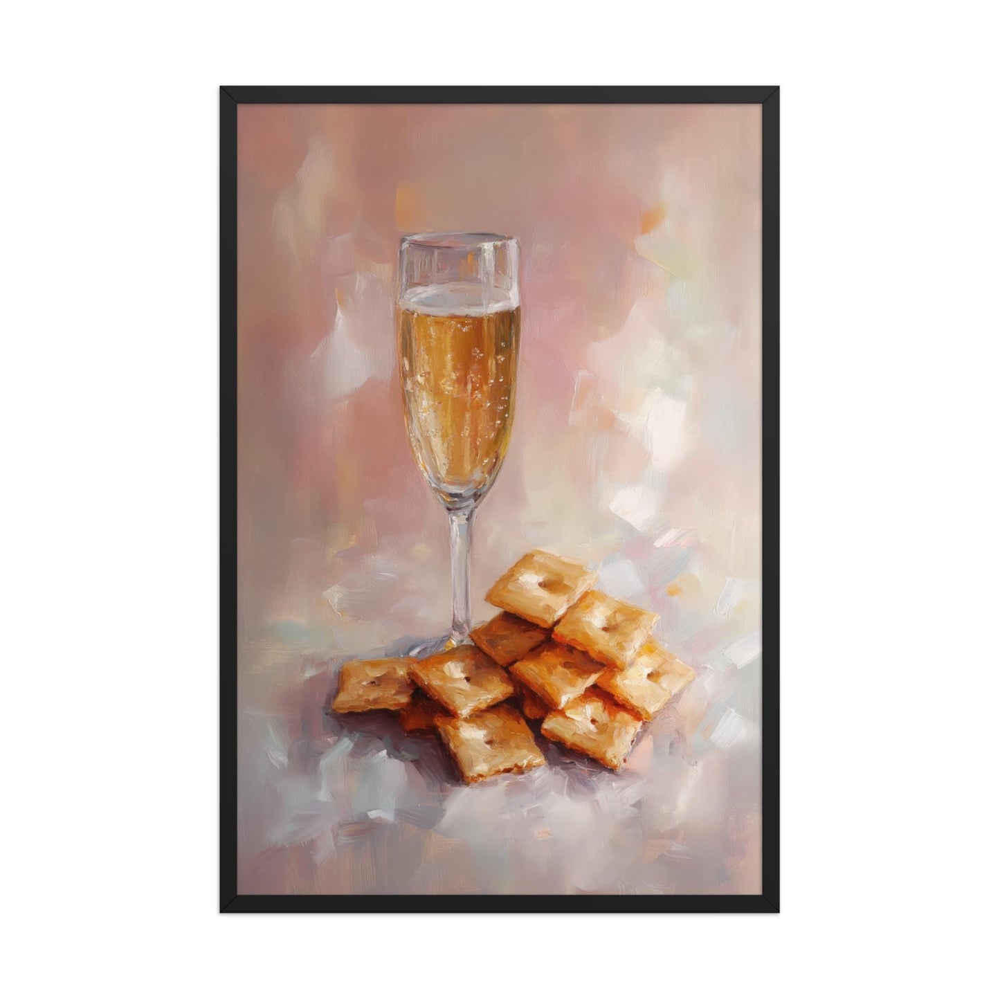Champagne and Cheese Crackers Art Print | Cute Quirky Whimsical | Cocktail Art Bar Cart Decor | Trendy Home Wall Art | Champagne Wall Art