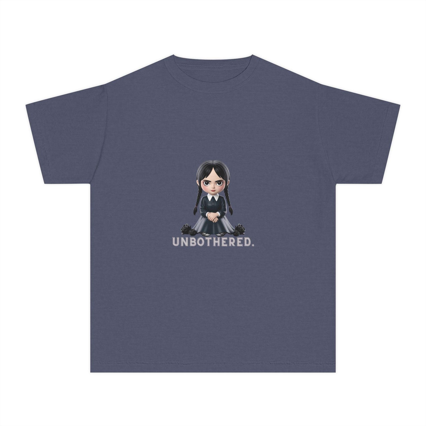 Unbothered Wednesday Addams Inspired YOUTH T-Shirt | Kids Gothic Graphic Tee | Spooky Season Halloween Shirt