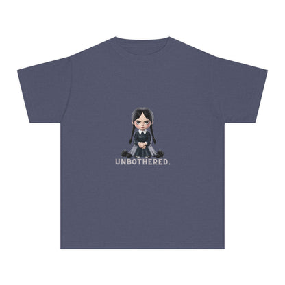 Unbothered Wednesday Addams Inspired YOUTH T-Shirt | Kids Gothic Graphic Tee | Spooky Season Halloween Shirt