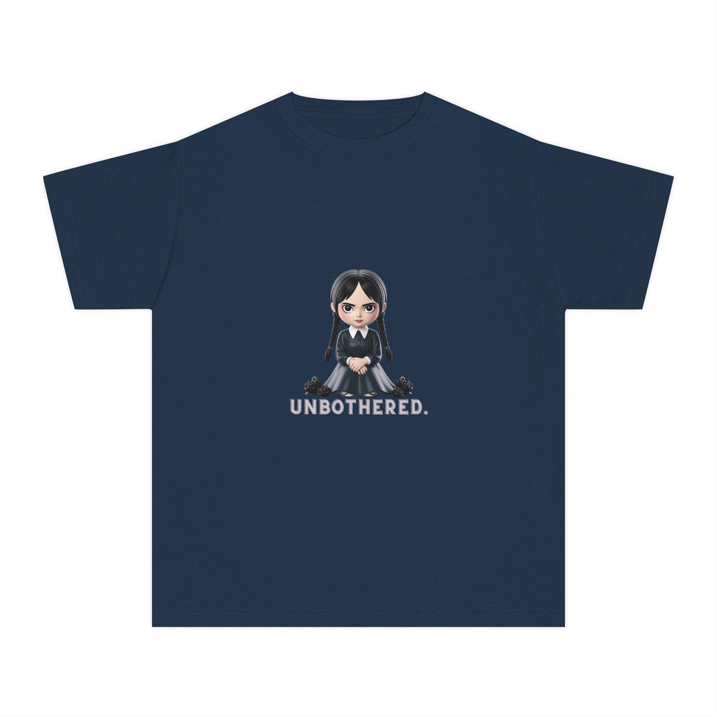 Unbothered Wednesday Addams Inspired YOUTH T-Shirt | Kids Gothic Graphic Tee | Spooky Season Halloween Shirt