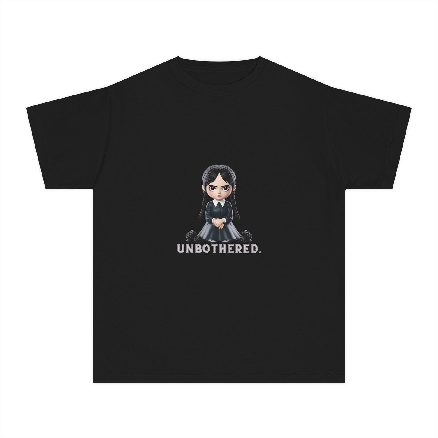 Unbothered Wednesday Addams Inspired YOUTH T-Shirt | Kids Gothic Graphic Tee | Spooky Season Halloween Shirt